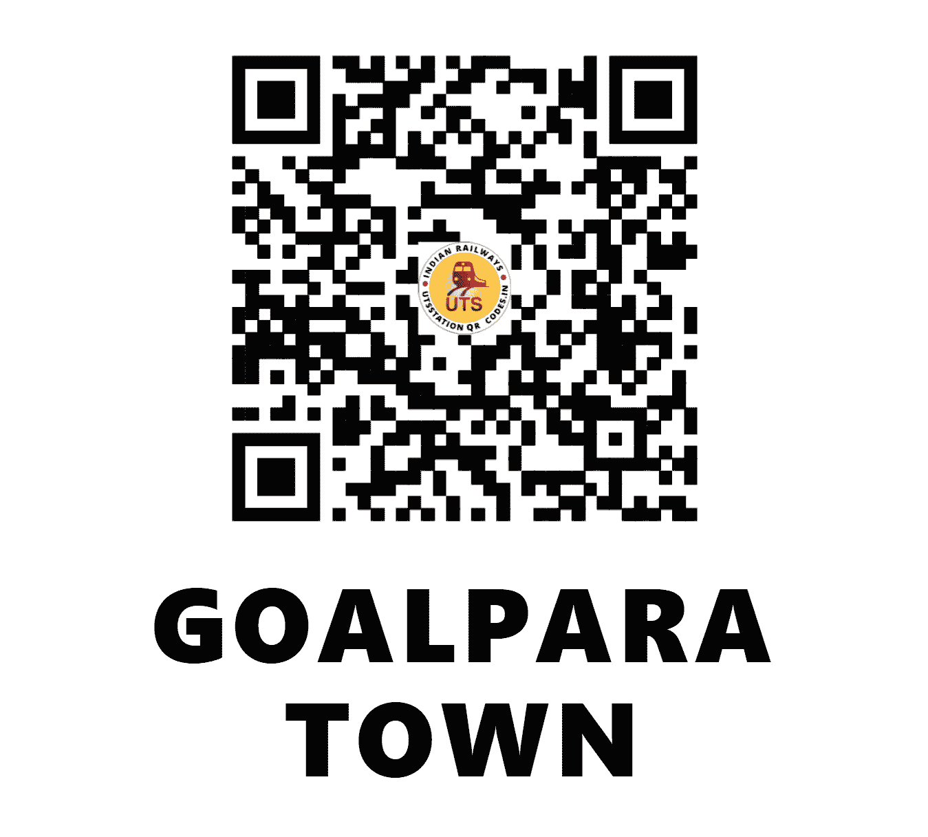 UTS QR Code for GOALPARA TOWN - GLPT - NF (ASSAM)