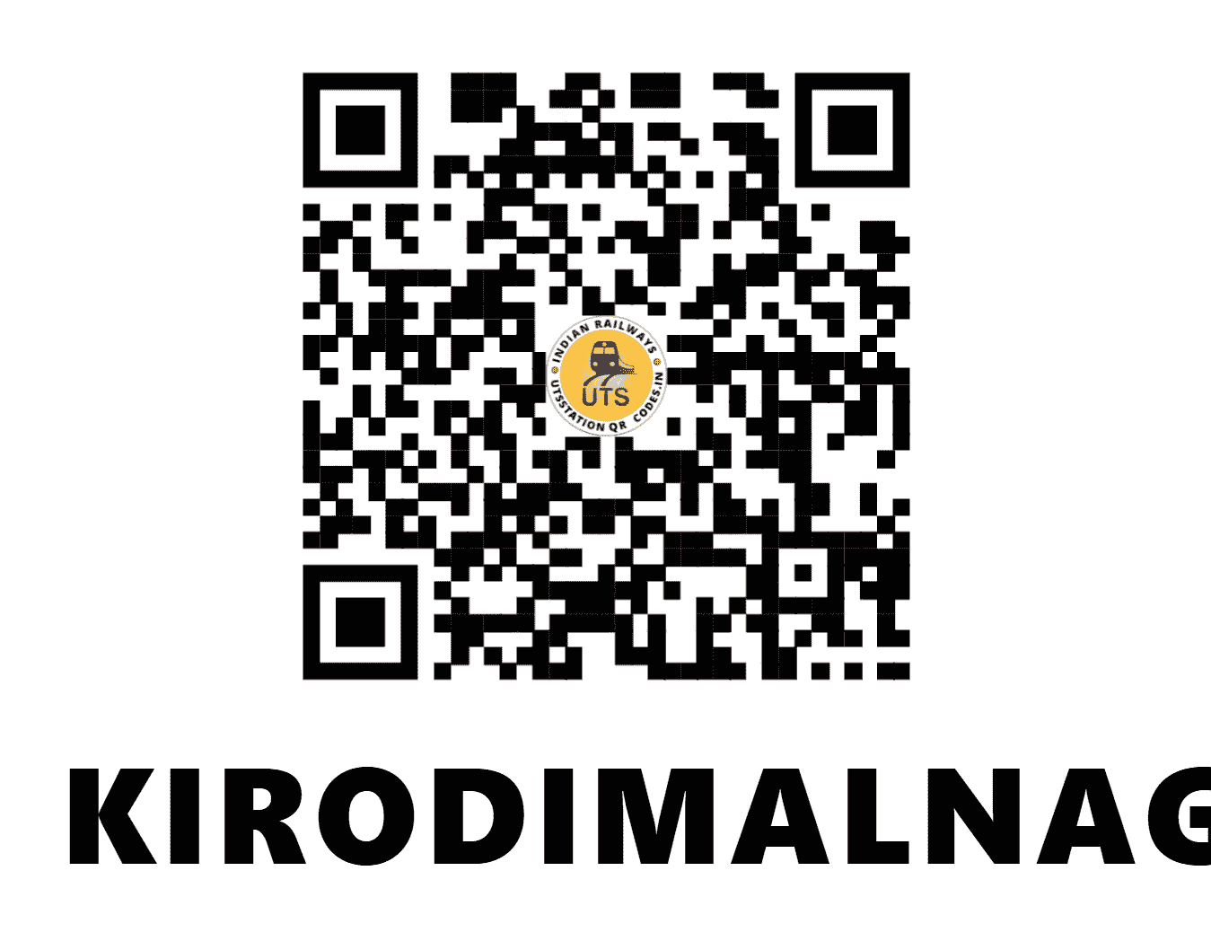 UTS QR Code for KIRODIMALNAGAR - KDTR - SB (CHHATTISGARH)