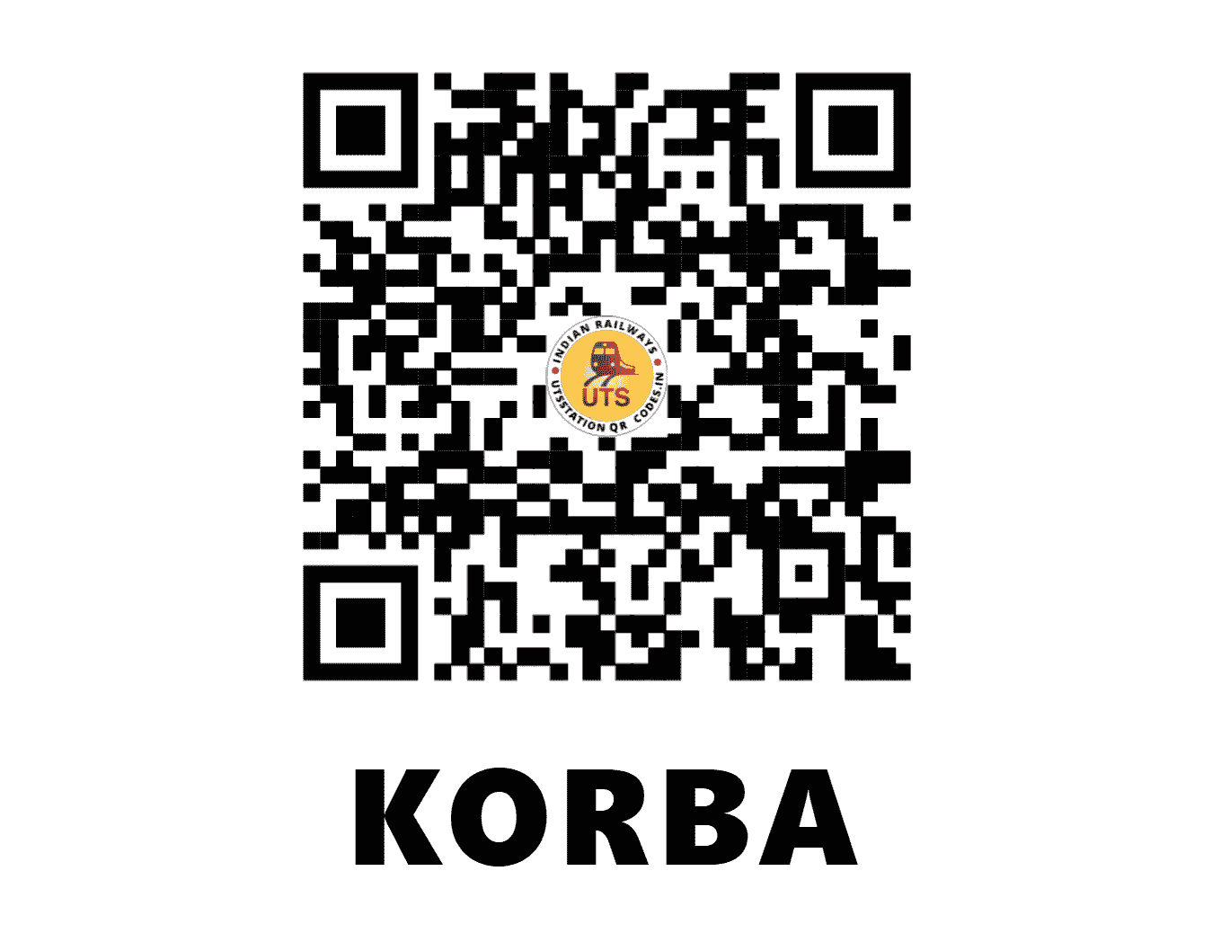 UTS QR Code for KORBA - KRBA - SB (CHHATTISGARH)
