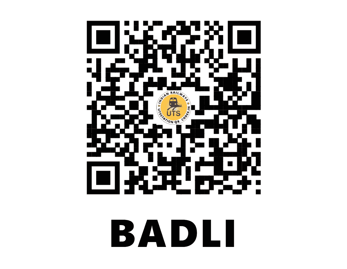 UTS QR Code for BADLI - BHD - NR (DELHI)