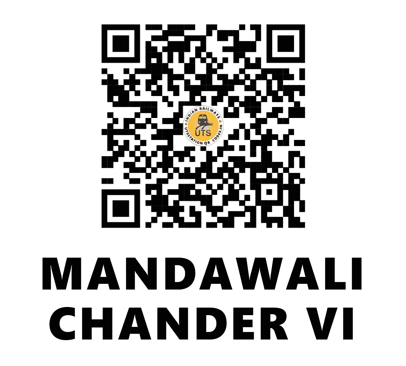 UTS QR Code for MANDAWALI CHANDER VI - MWC - NR (DELHI)