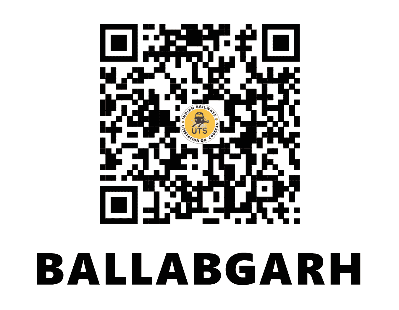 UTS QR Code for BALLABGARH - BVH - NR (HARYANA)