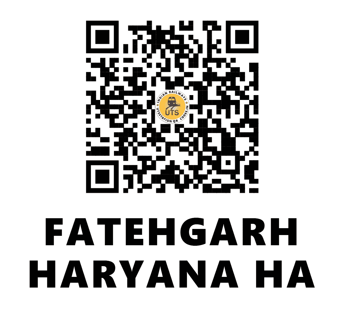 UTS QR Code for FATEHGARH HARYANA HA - FGH - NW (HARYANA)