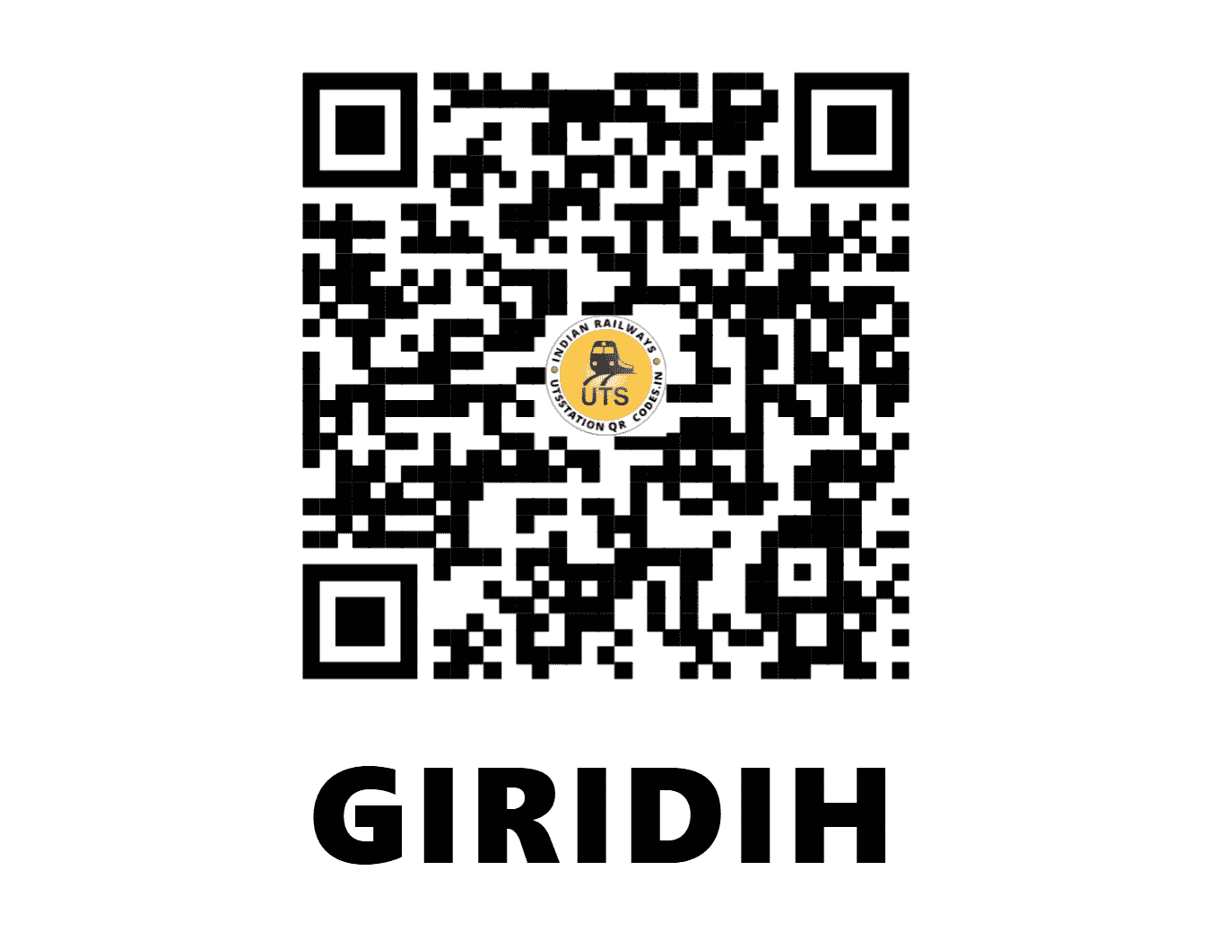 UTS QR Code for GIRIDIH - GRD - ER (JHARKHAND)