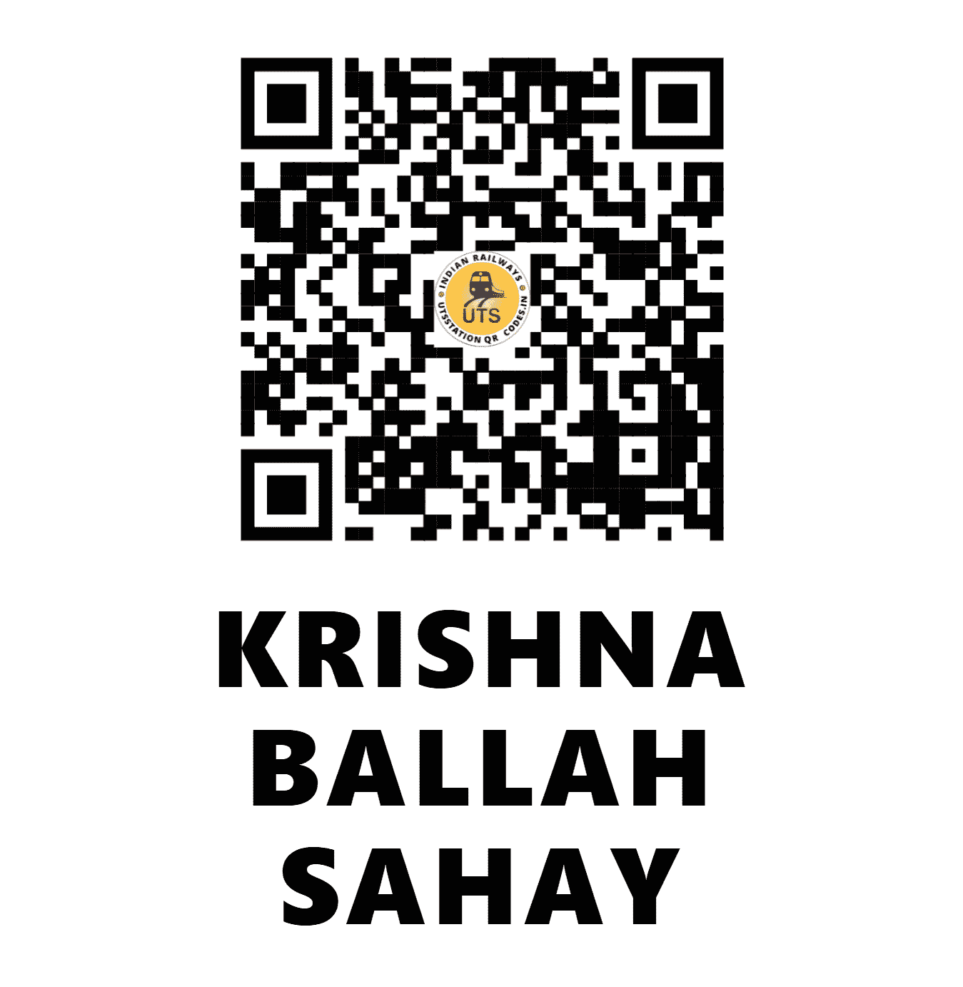UTS QR Code for KRISHNA BALLAH SAHAY - KBSH - ER (JHARKHAND)