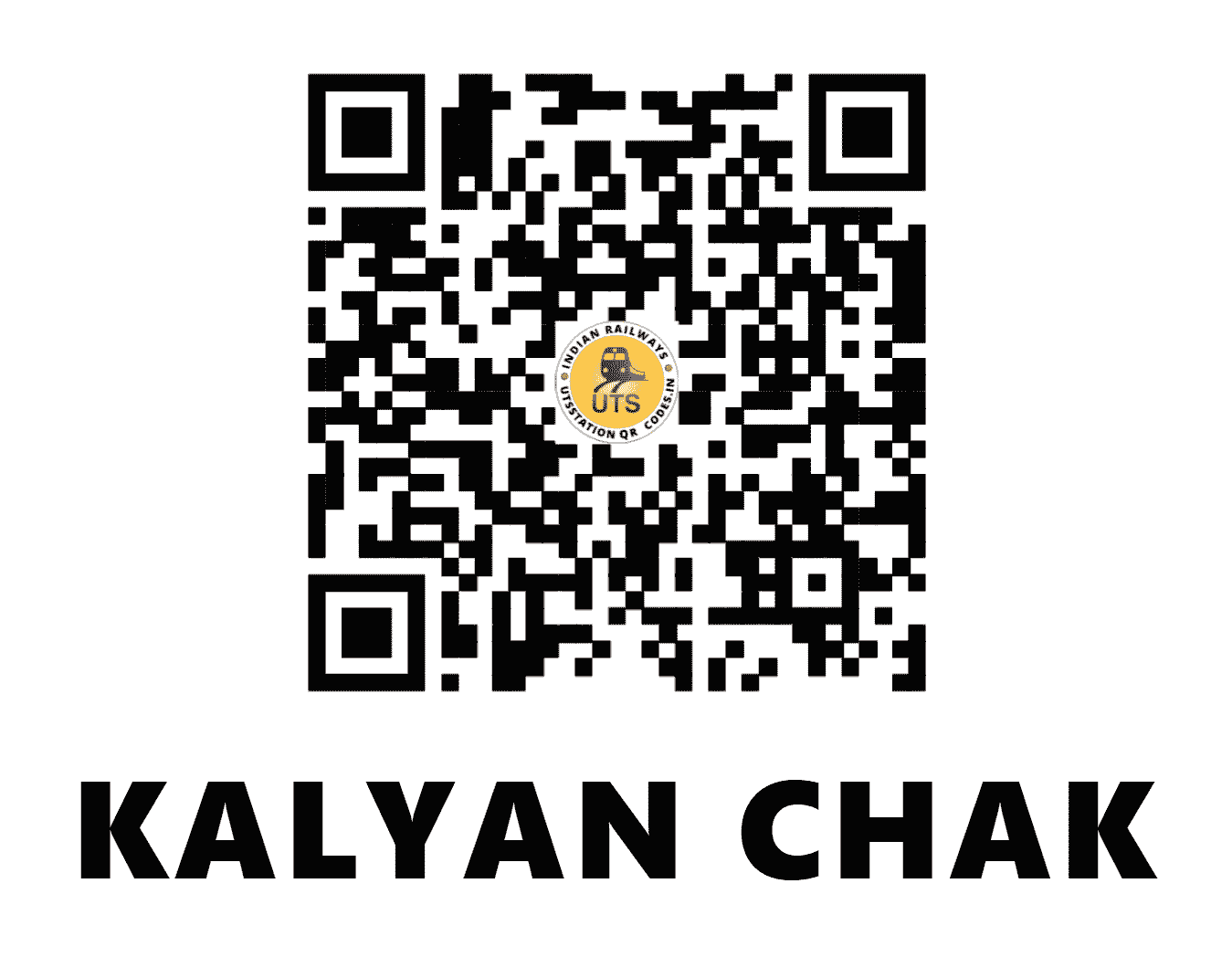 UTS QR Code for KALYAN CHAK - KXE - ER (JHARKHAND)