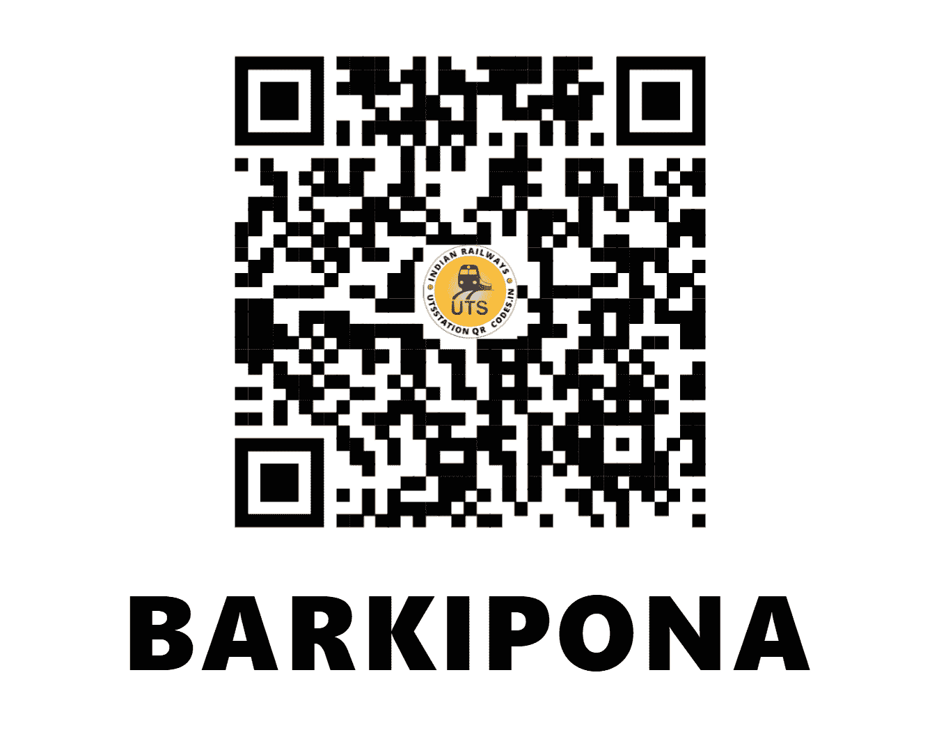 UTS QR Code for BARKIPONA - BRKP - SE (JHARKHAND)