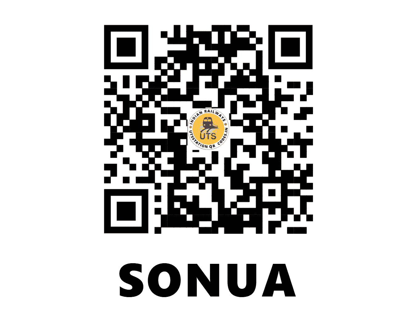 UTS QR Code for SONUA - SWR - SE (JHARKHAND)