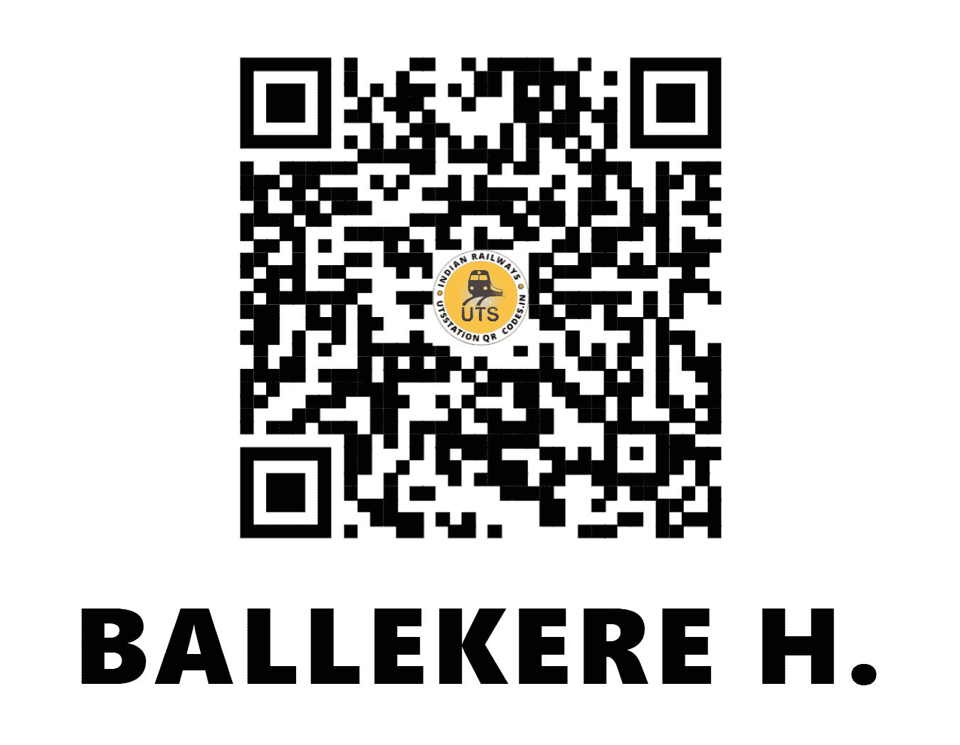 UTS QR Code for BALLEKERE H. - BLKR - SW (KARNATAKA)