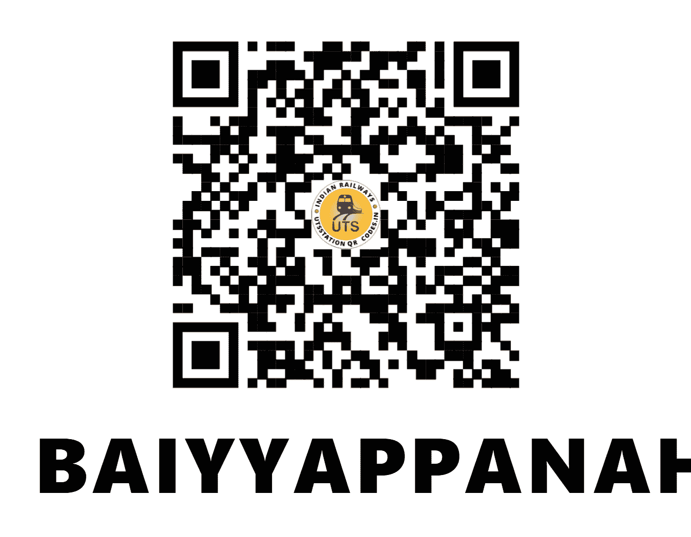 UTS QR Code for BAIYYAPPANAHALLI - BYPL - SW (KARNATAKA)