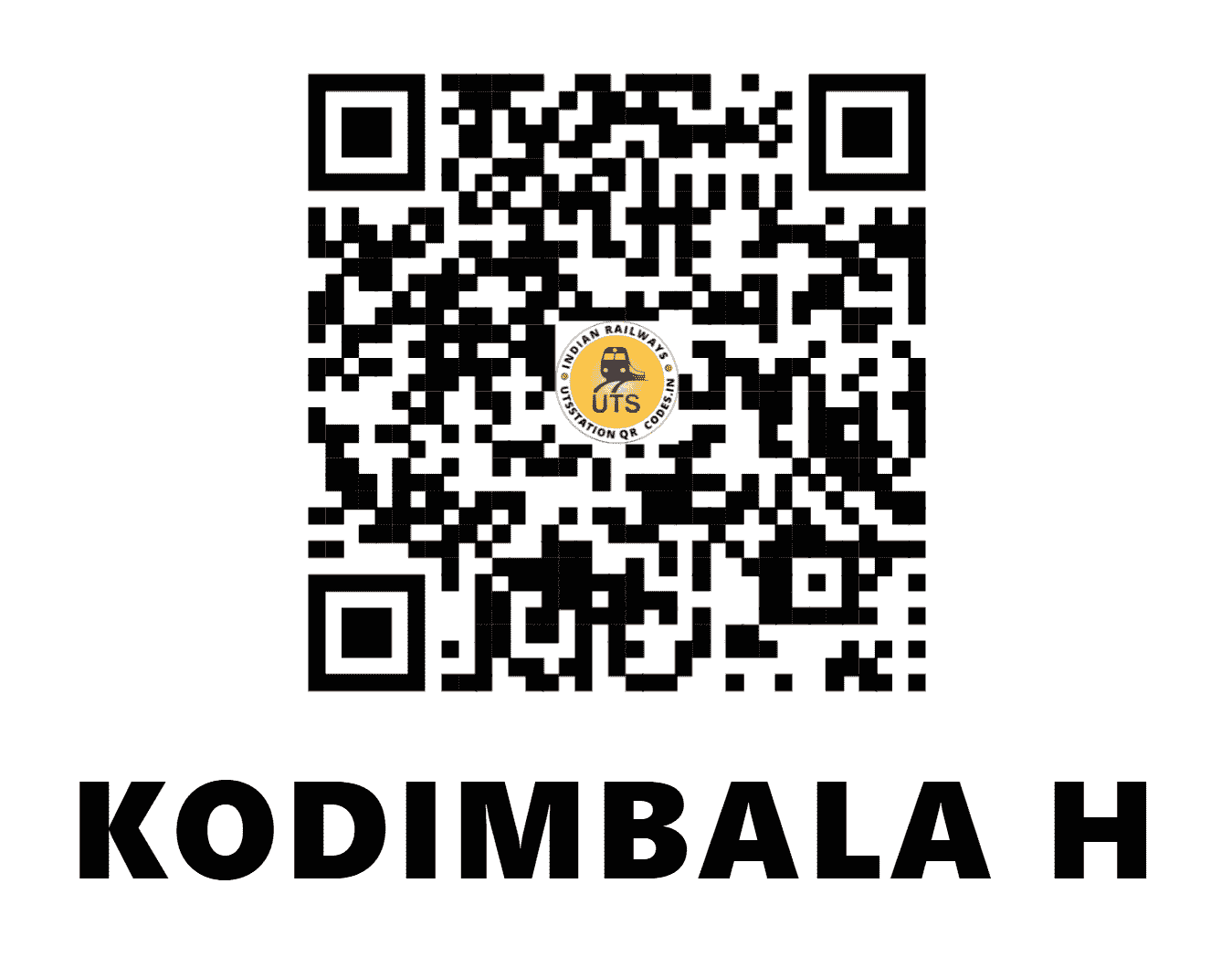 UTS QR Code for KODIMBALA H - KDBA - SW (KARNATAKA)