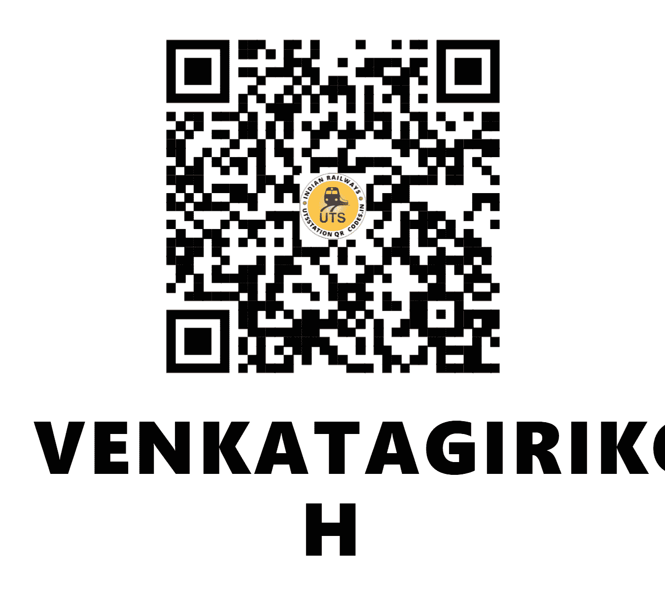 UTS QR Code for VENKATAGIRIKOTE H - VTE - SW (KARNATAKA)