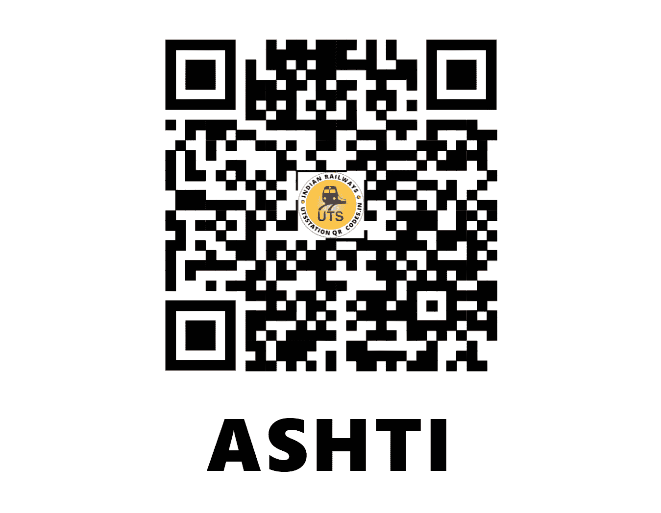 UTS QR Code for ASHTI - AHI - CR (MAHARASHTRA)