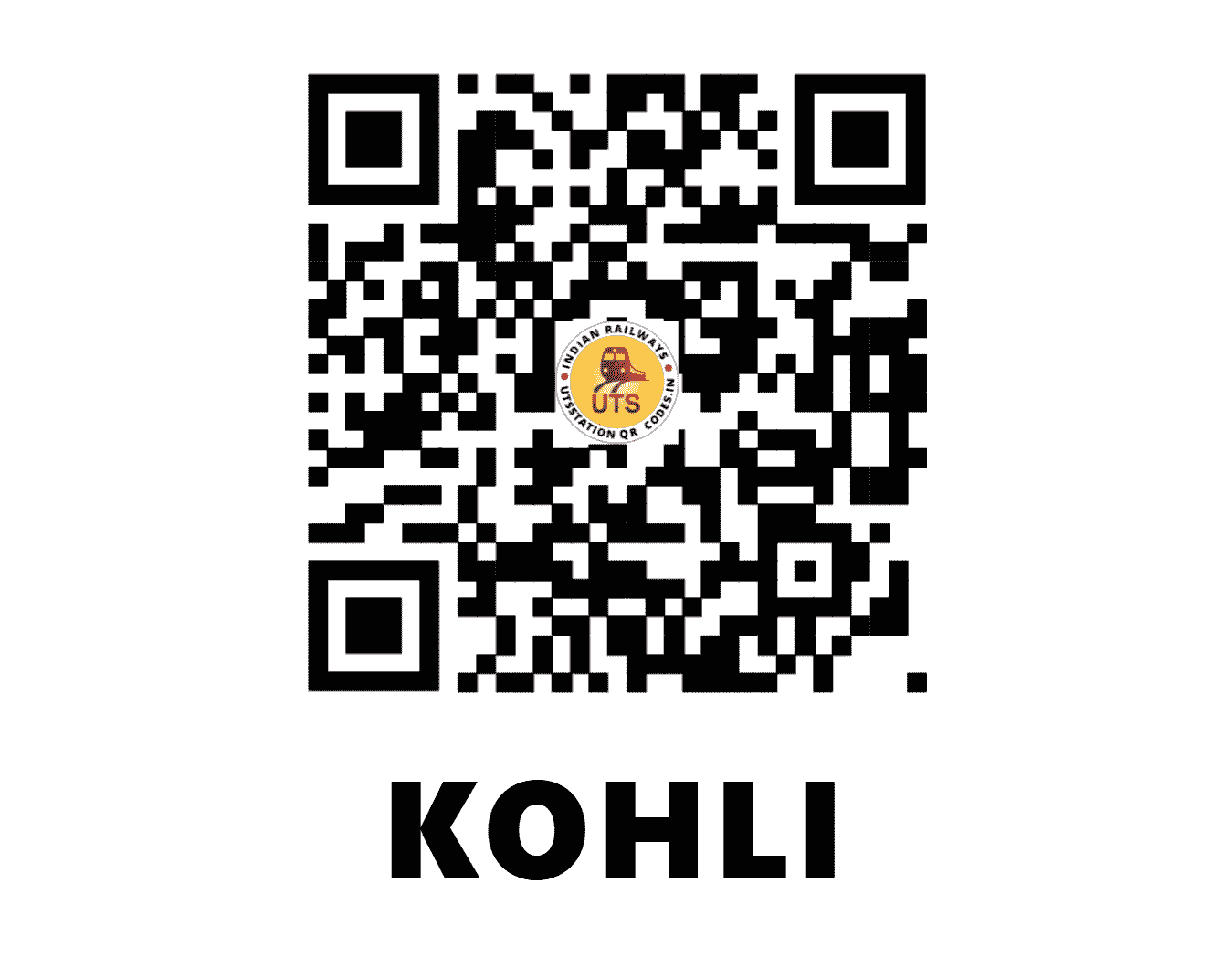 UTS QR Code for KOHLI - KOHL - CR (MAHARASHTRA)