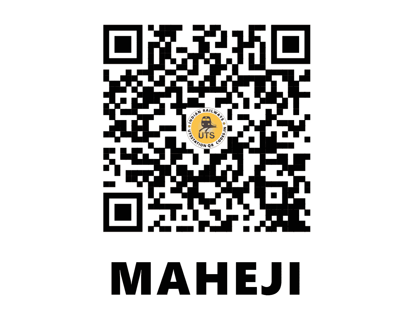 UTS QR Code for MAHEJI - MYJ - CR (MAHARASHTRA)