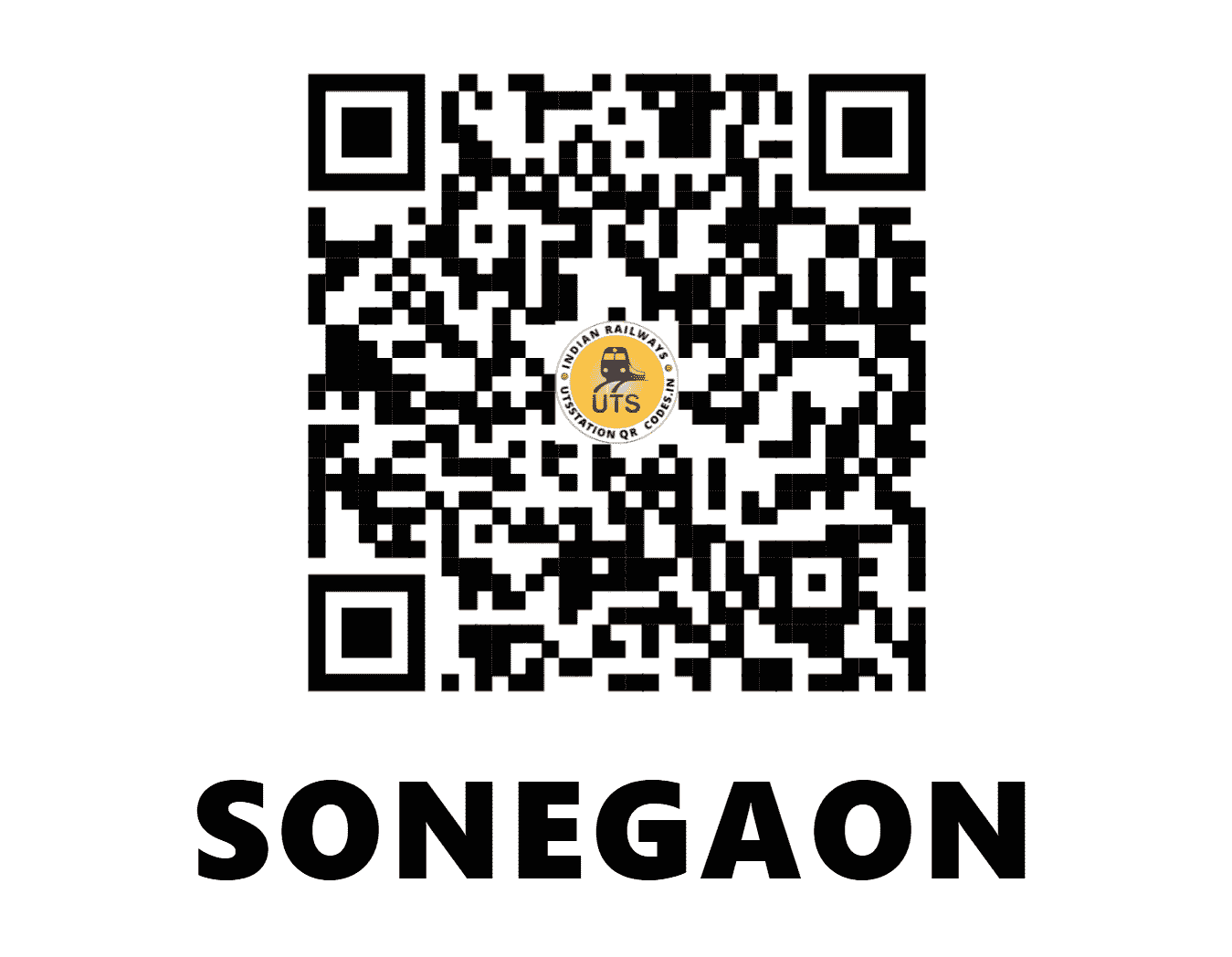 UTS QR Code for SONEGAON - SNN - CR (MAHARASHTRA)