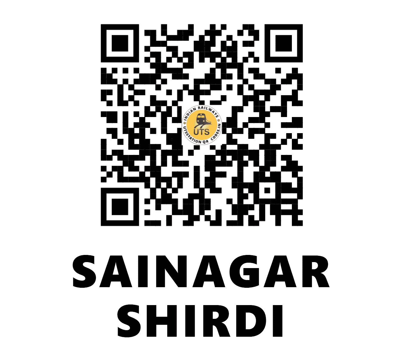 UTS QR Code for SAINAGAR SHIRDI - SNSI - CR (MAHARASHTRA)
