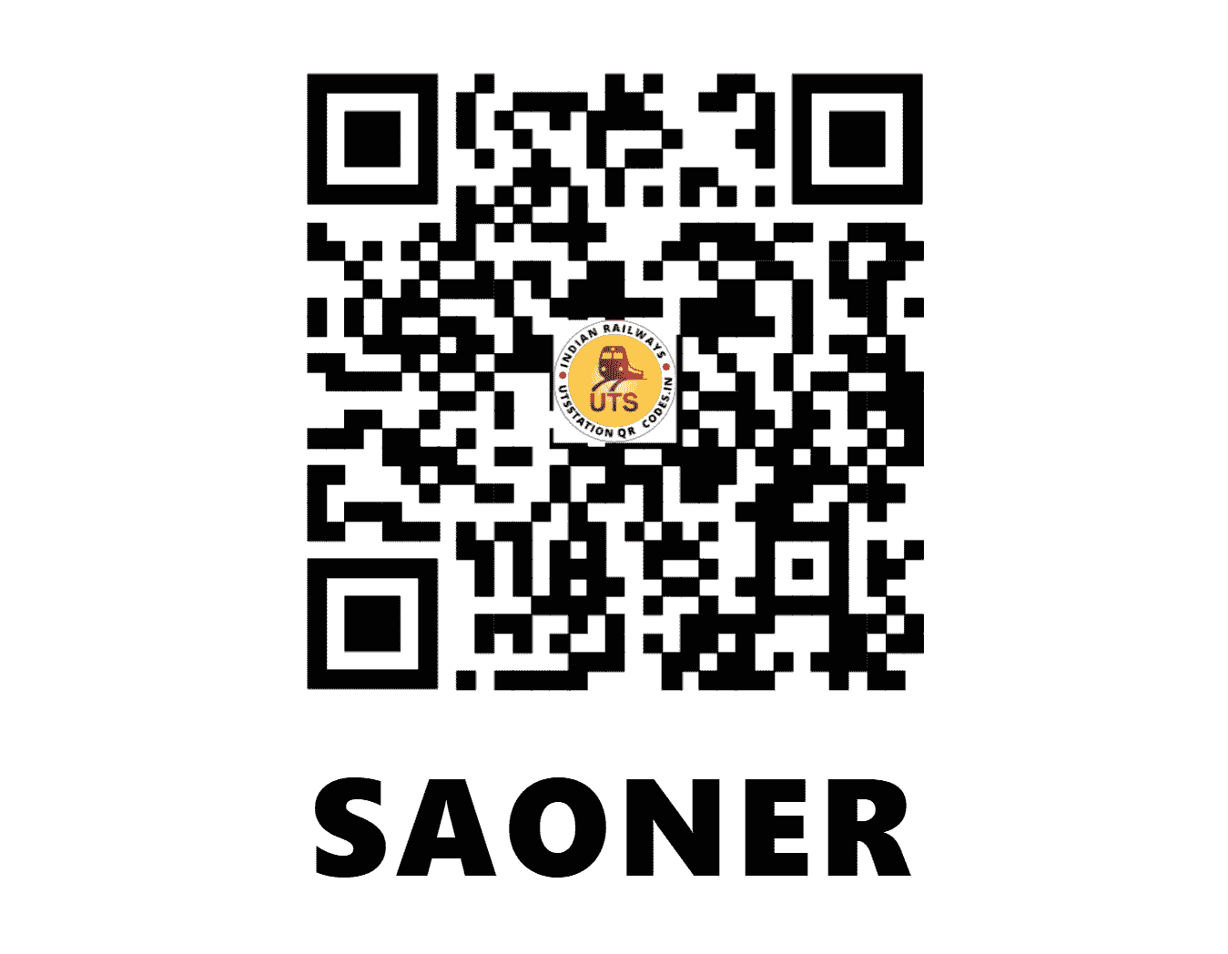 UTS QR Code for SAONER - SONR - SB (MAHARASHTRA)