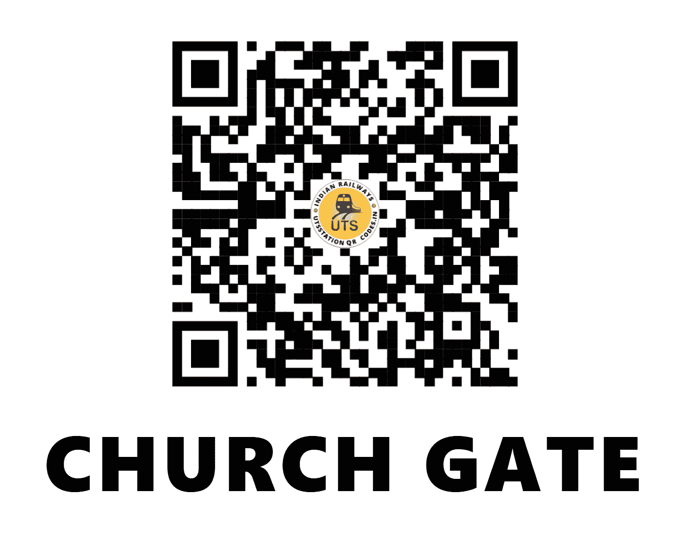 UTS QR Code for CHURCH GATE - CCG - WR (MAHARASHTRA)