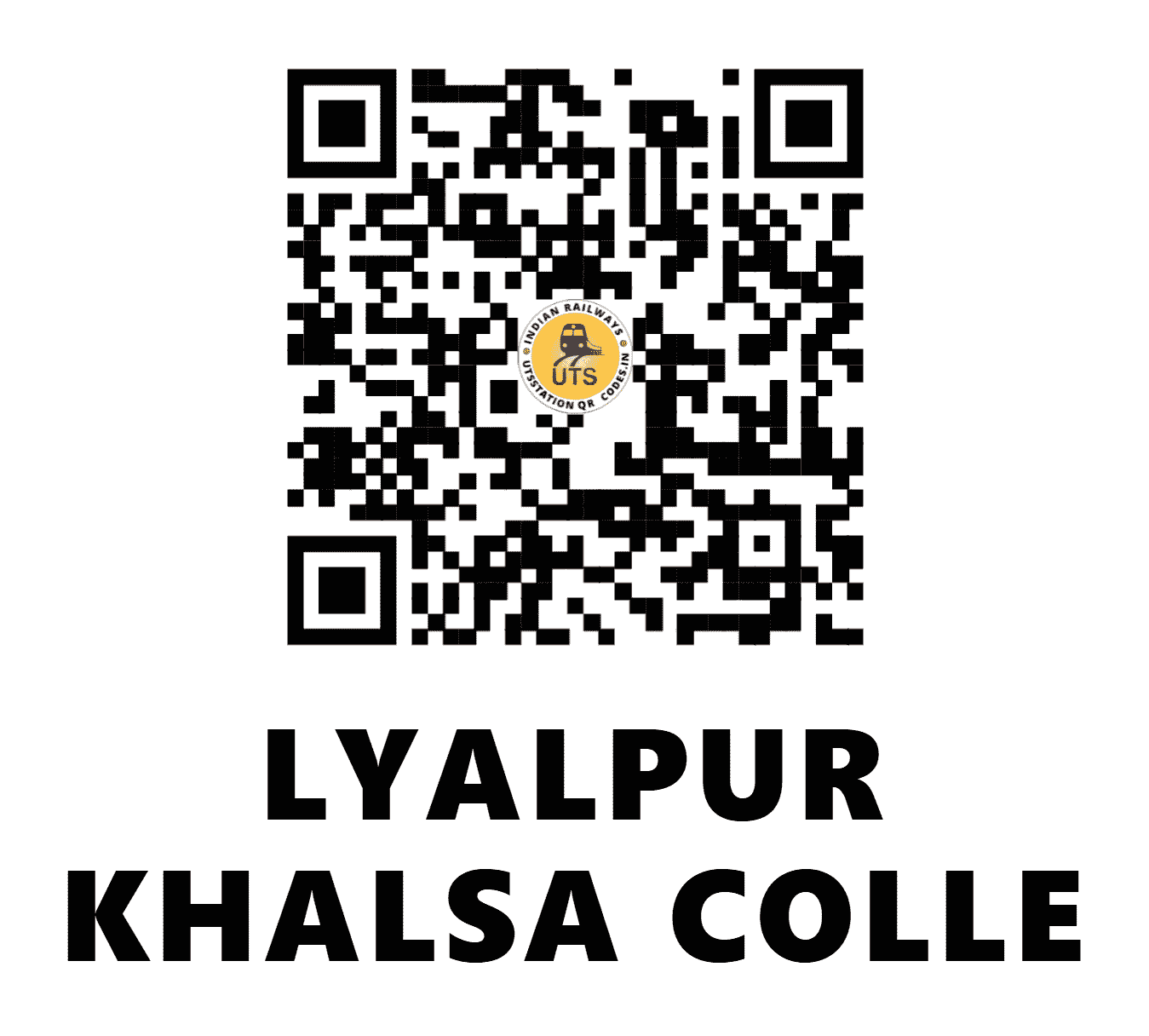 UTS QR Code for LYALPUR KHALSA COLLE - LKK - NR (PUNJAB)