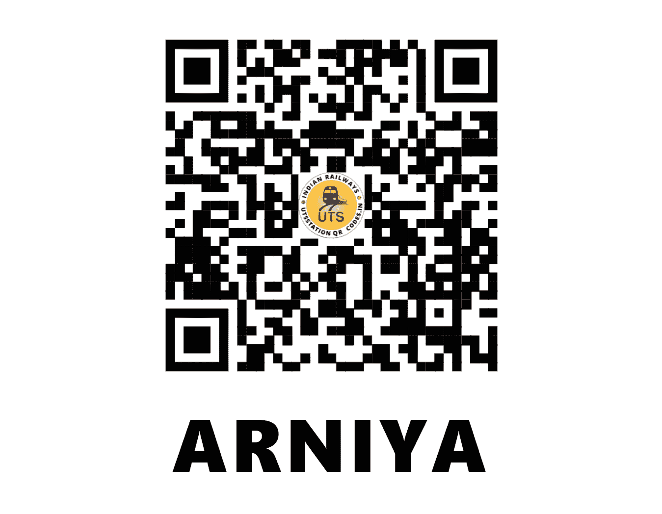UTS QR Code for ARNIYA - ARNA - NW (RAJASTHAN)