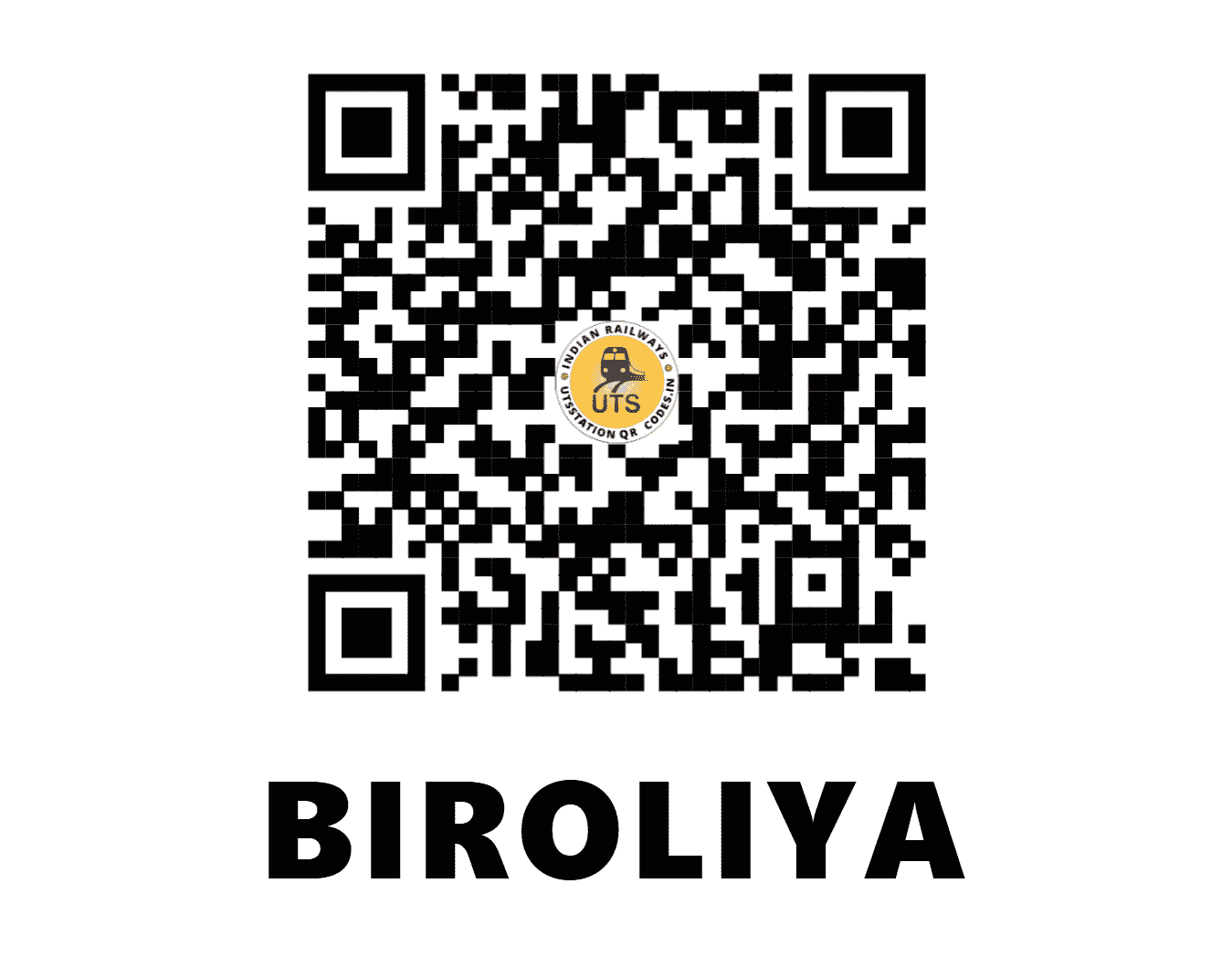 UTS QR Code for BIROLIYA - BRLY - NW (RAJASTHAN)