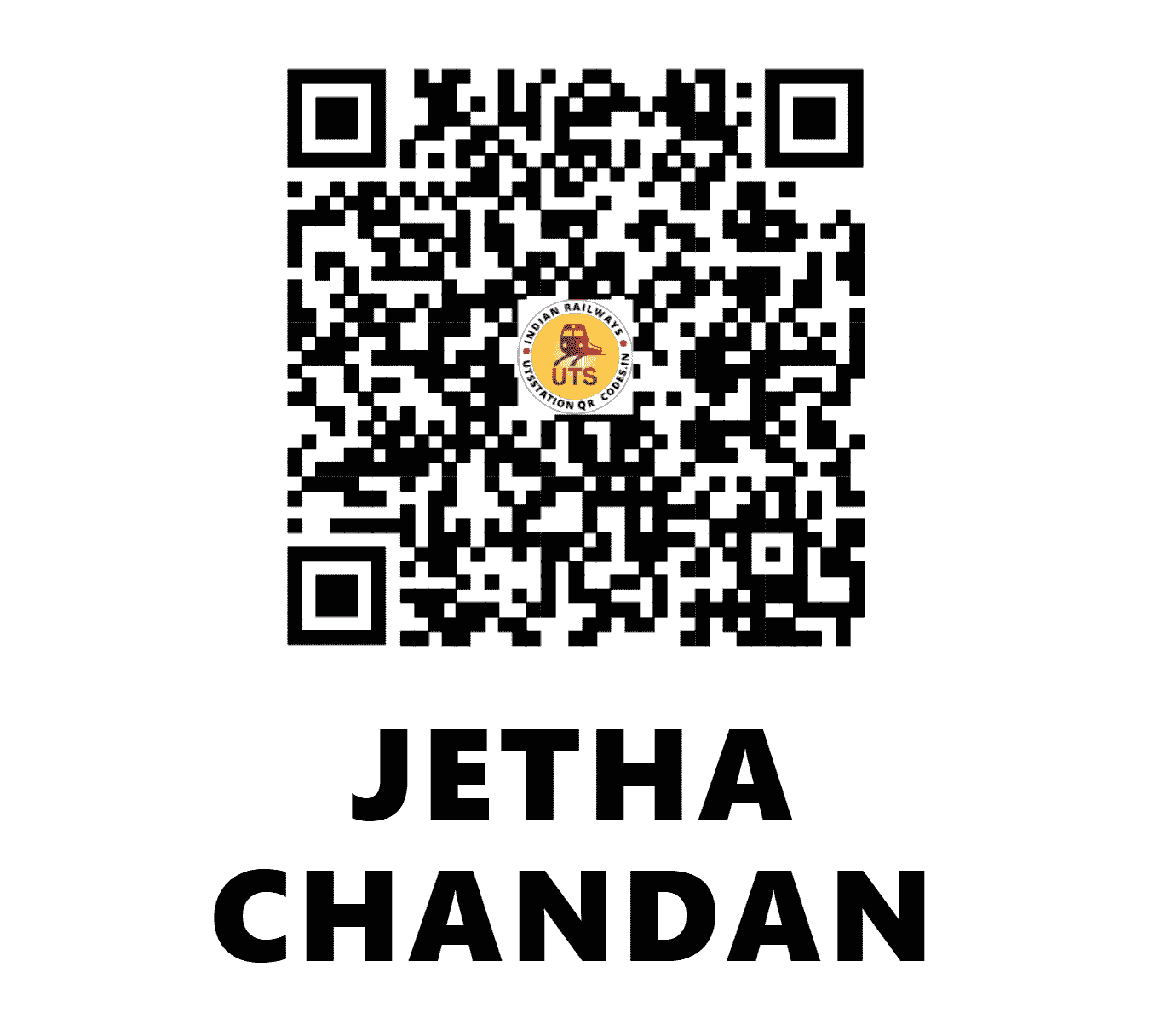 UTS QR Code for JETHA CHANDAN - JCH - NW (RAJASTHAN)