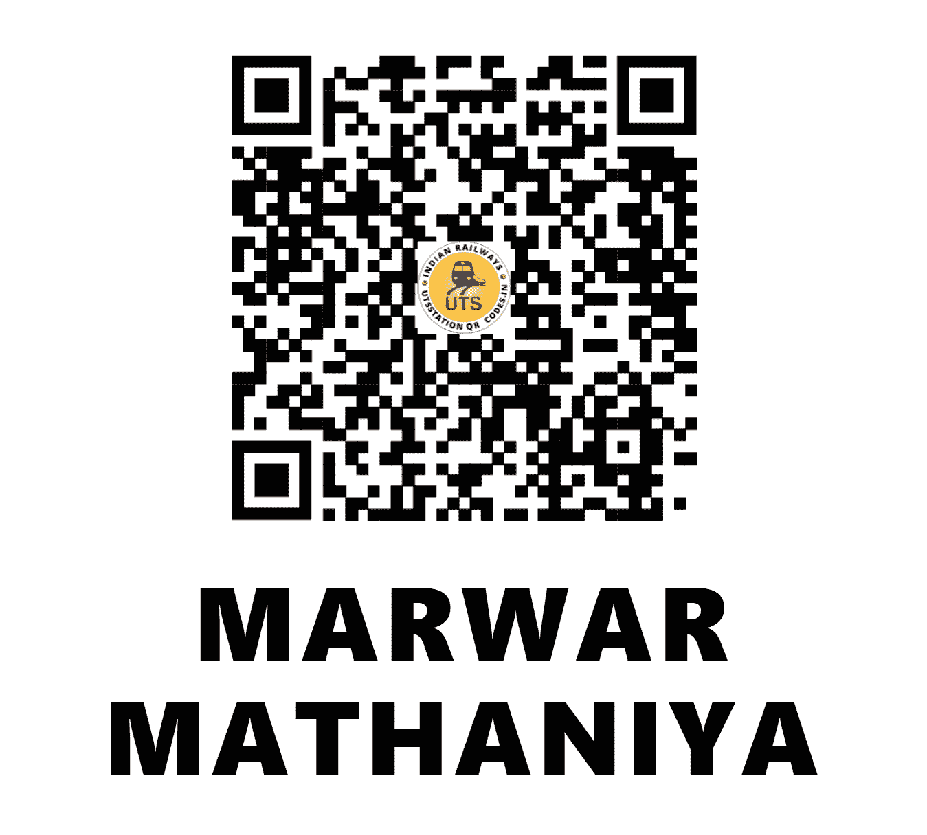 UTS QR Code for MARWAR MATHANIYA - MMY - NW (RAJASTHAN)