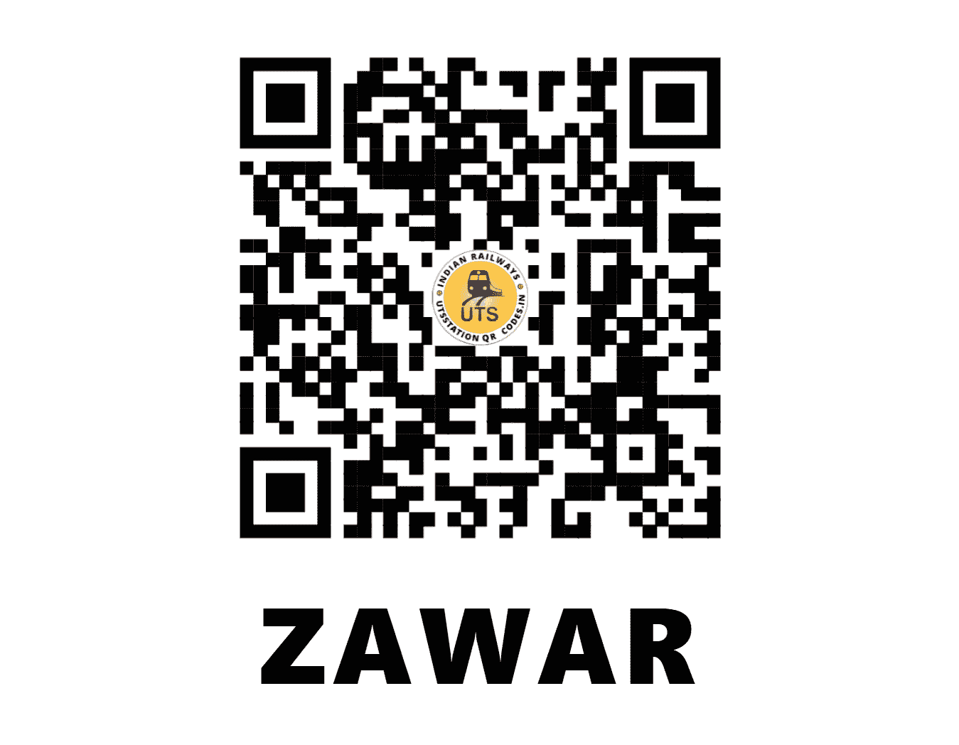 UTS QR Code for ZAWAR - ZW - NW (RAJASTHAN)