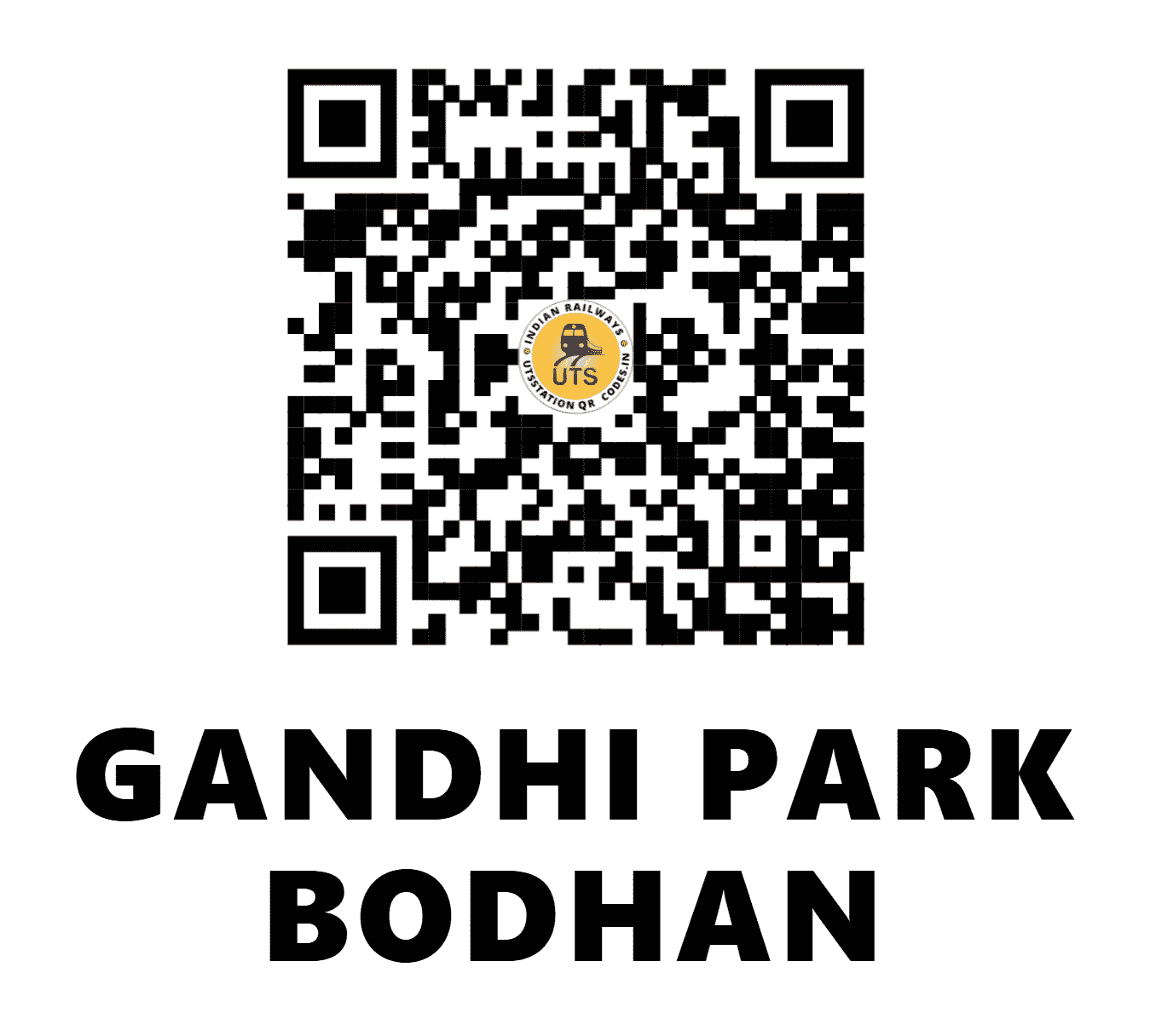 UTS QR Code for GANDHI PARK BODHAN - GPBN - SC (TELANGANA)
