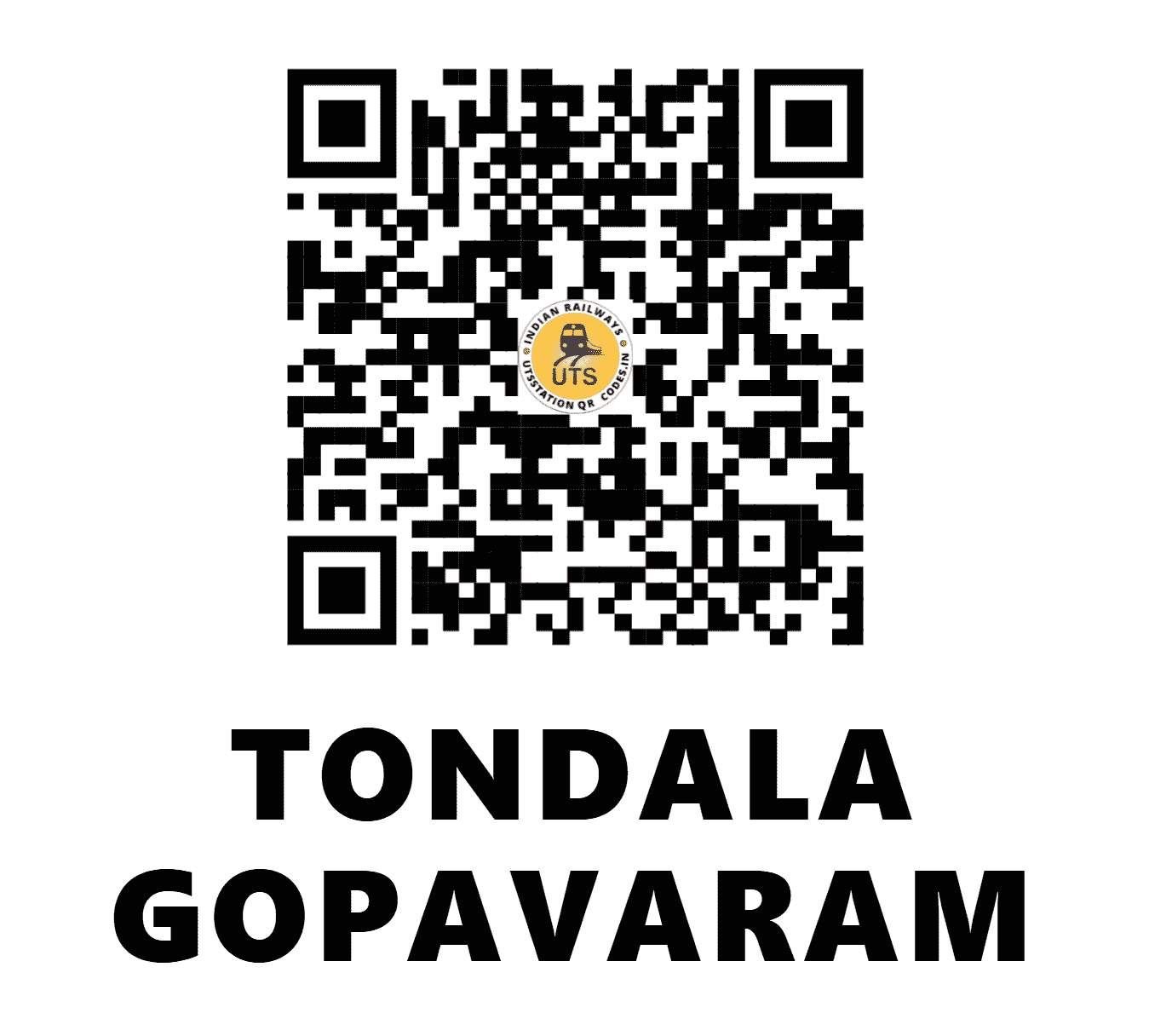 UTS QR Code for TONDALA GOPAVARAM - TNGM - SC (TELANGANA)